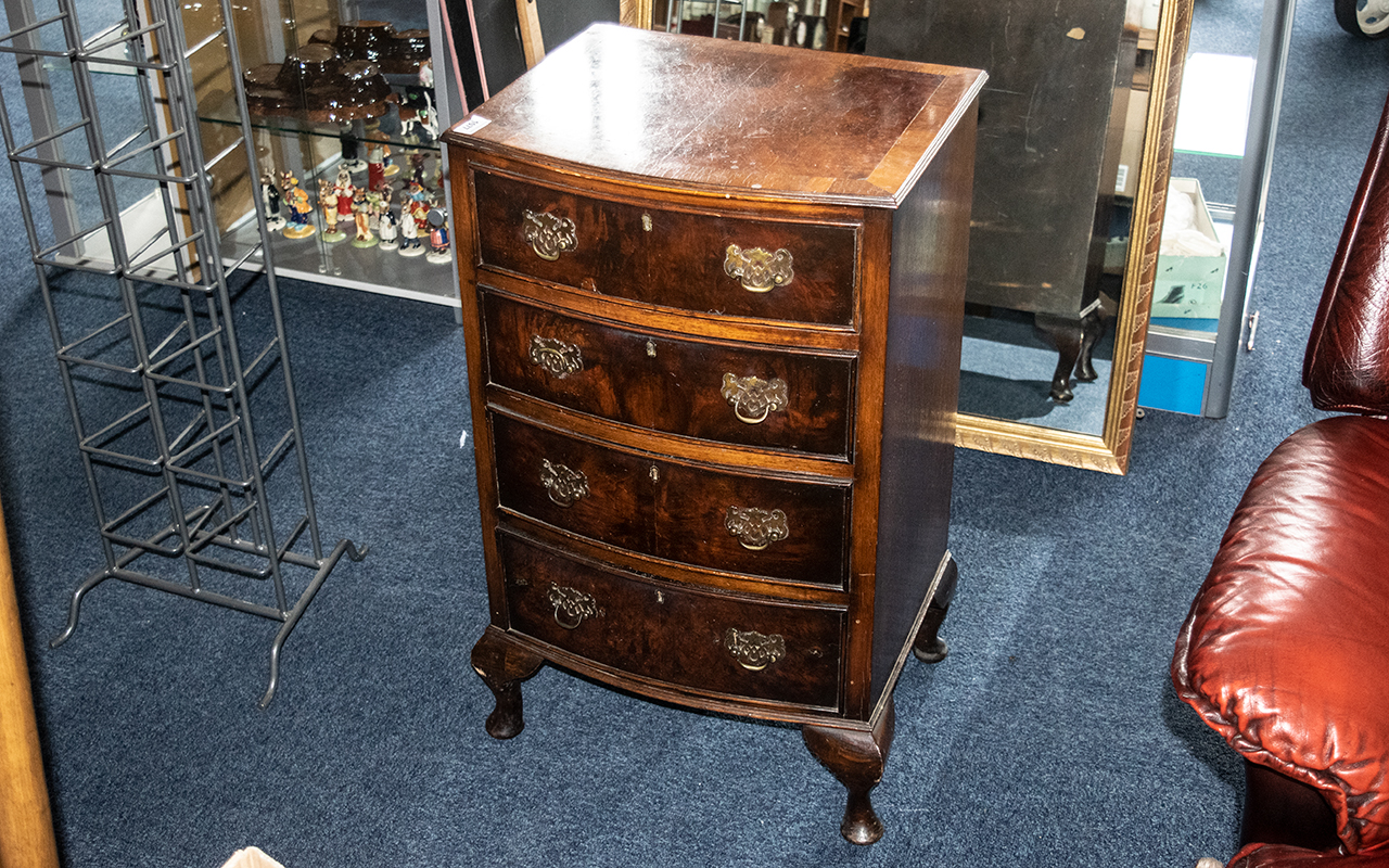 Bow Fronted Small Chest of Drawers. Dovetail and brass fittings.