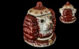Rare Antique Tobacco Jar double sided face. circa 1850-60's, tobacco jar in the form of a Spaniel,