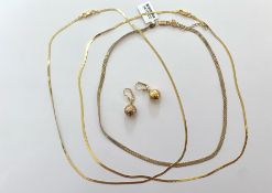 Collection of Gold Plate on Silver & Silver Quality Jewellery, comprising three necklaces,