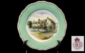 Royal Worcester Hand Painted Cabinet Plate, showing 'Mary Arden's Cottage', the home of William