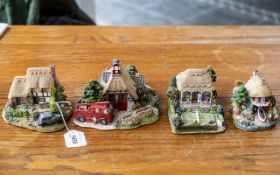 Four Lilliput Lane Cottages, comprising 'Anyone For Tennis', 'Sail Away',