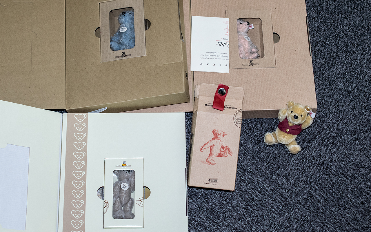 Collection of Four Steiff Club Miniature Bears, boxed, comprising Steiff club 2003,2004 and 2005,