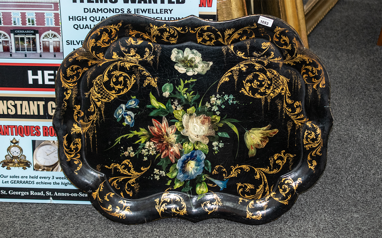 Victorian Jennens & Bettridge Style Papier Mache Large Tray,