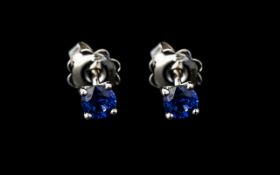 Sapphire Stud Earrings, 18ct White Gold, stamped 750, for pierced ears.