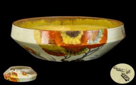 Clarice Cliff 1930's Large and Impressive Hand Painted Bowl ' Rhodanthe ' Pattern. c.1934.