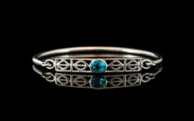 Blue Topaz Bangle, lovely quality silver bangle set with large,