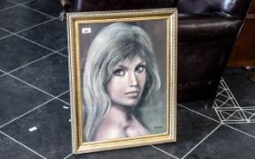 Larry Rushton Pastel Painting Portrait of a Lady. Signed, gilt framed and glazed.