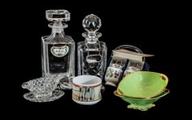 Mixed Collection of Items to include two decanters, two Royal Worcester egg coddlers,