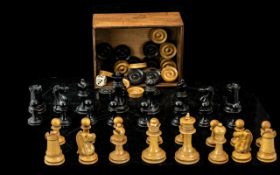 Antique Boxwood Chess Set, of nice quality; approx. 7 cm