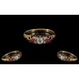 Antique Period - Attractive Diamond and Ruby Set Ladies Ring, Excellent Setting / Design.