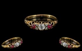 Antique Period - Attractive Diamond and Ruby Set Ladies Ring, Excellent Setting / Design.