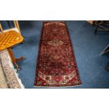Washed Red Ground Persian Hamadam Runner, measures 272 x .85.