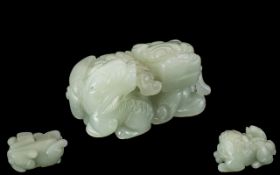 Chinese Late 19th / Early 20th Century Well Carved Jade Figure.
