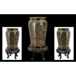 Antique Chinese Vase together with matching stand. Both of superb quality. Overall height 9".