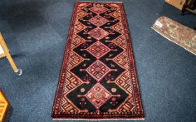 Deep Red Ground Thick Pile Persian Runner, measures 208 x .80.