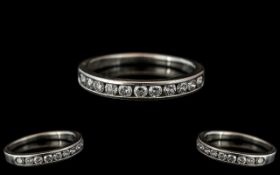 Platinum - Superb Quality Ladies Wedding Ring with Diamonds, Set In a Channel Set Band.