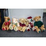 Five Harrods Teddy Bears dated 1995, 1996, 1997,1998 and 1999, all as new condition with tags.