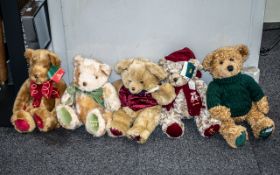 Five Harrods Teddy Bears dated 1995, 1996, 1997,1998 and 1999, all as new condition with tags.