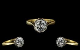 18ct Gold - Nice Quality Single Stone Diamond Dress Ring.