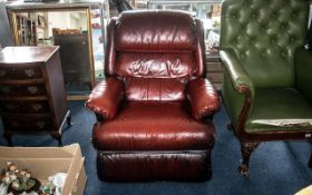 Original Lay-z-Boy Chair in oxblood leather, fully lined with trademark fabric.