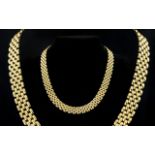 A Superb Quality 9ct Gold - Expensive Panther Design Collar / Necklace. Full Hallmark for 9.375.