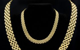 A Superb Quality 9ct Gold - Expensive Panther Design Collar / Necklace. Full Hallmark for 9.375.
