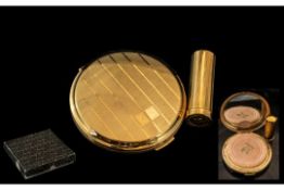 Vintage Boxed Stratton Compact & Lipstick Holder, in gilt and housed in original fitted Stratton