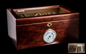 Large Humidor Cabinet With Fitted Hygrometer, contains 50 or so large cigars, many sealed.