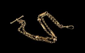 A Victorian 9ct Rose Gold Fancy Link Bracelet, lobster claw clasp with later t-bar.