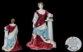 Royal Worcester Limited Edition Figure '' Queen Anne '' For Compton & Woodhouse, With Certificate.