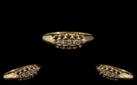 Ladies 18ct Gold Attractive 5 Stone Diamond Ring, Gallery Setting. Ring Size N.