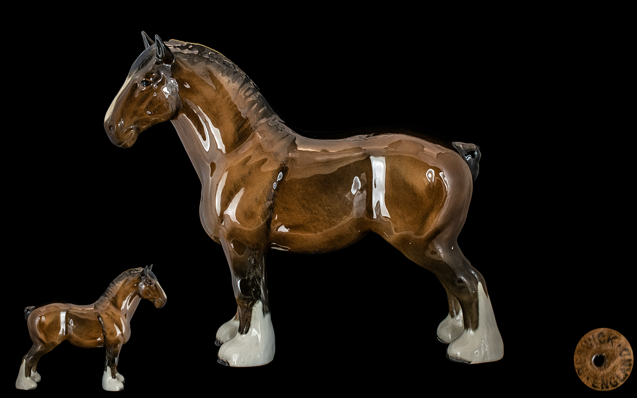 Beswick Large Hand Painted Shire Horse ' Burnham Beauty ' Model No 2309. Designer Albert Hallam.
