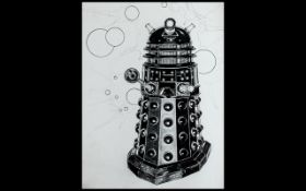 Doctor Who Interest Paul Cromptons Original Eye Catching Art - original pencil and ink sketch of