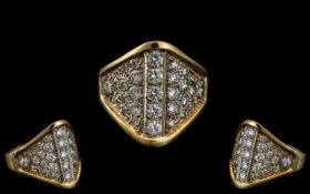 14ct gold - Attractive and Good Quality Pave Diamond Set Fashion Ring, Marked 14ct to Interior of