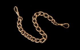 Antique Period 9ct Rose Gold Curb Bracelet. Full Hallmark to All Links -9.375.