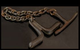 SS Nazi Interest ( Gestapo ) Antique Hand Restraints 19th Century, But was Used by the Gestapo,