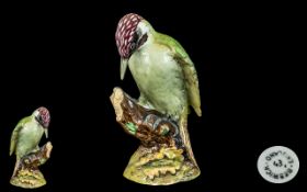 Beswick Woodpecker 9" Tall No. 1218. Vintage Beswick England Gloss Finish Green Woodpecker 9" tall.