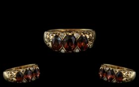 Ladies 9ct Gold Attractive Topaz and Diamond Set Ring with Ornate Raised Gallery Setting.