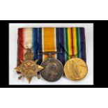 World War I Trio Set of Medals awarded to 27488, Pte S Taylor, Lan. Fus., comprising: 1.