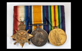 World War I Trio Set of Medals awarded to 27488, Pte S Taylor, Lan. Fus., comprising: 1.