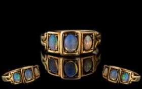 Antique Period - Superb 18ct Gold 3 Stone Opal Set Ring. Excellent Design and Setting.