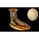 Taxidermy Interest - Stuffed & Mounted Ostrich Foot, as dish with turned bowl,