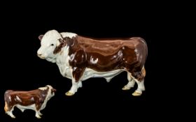 Beswick - Hand Painted Animal Figure ' Polled Hereford Bull ' Model No 2549A.