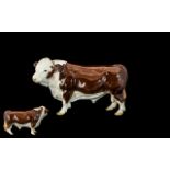 Beswick - Hand Painted Animal Figure ' Polled Hereford Bull ' Model No 2549A.