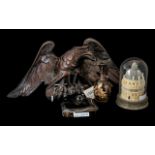 Small Mixed Lot to include a 19th Century carved wooden eagle, a banded agate paper weight,