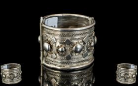 Antique Period Large Hand Crafted Silver Hinged Tribal Cuff Bangle,