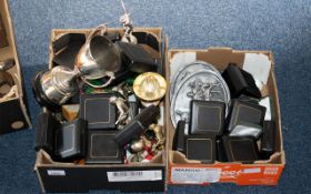 Two Boxes of Assorted Sports Trophies & Medals, most medals boxed, mainly Lancashire Club.