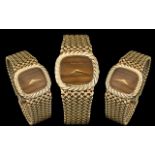 Bueche Girod - Pleasing Ladies 9ct Gold Fashion Wrist Watch with Chain Mail Designed Attached Watch