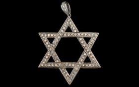 18ct White Gold Diamond Set Star of David Pendant, marked 750 - 18ct.