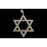 18ct White Gold Diamond Set Star of David Pendant, marked 750 - 18ct.